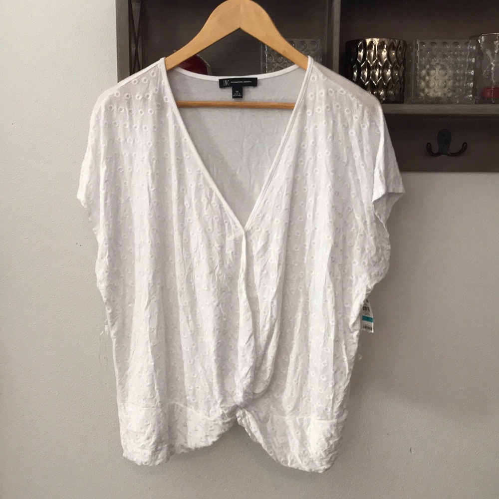 INC International Concepts bright white, front gather, size 0X